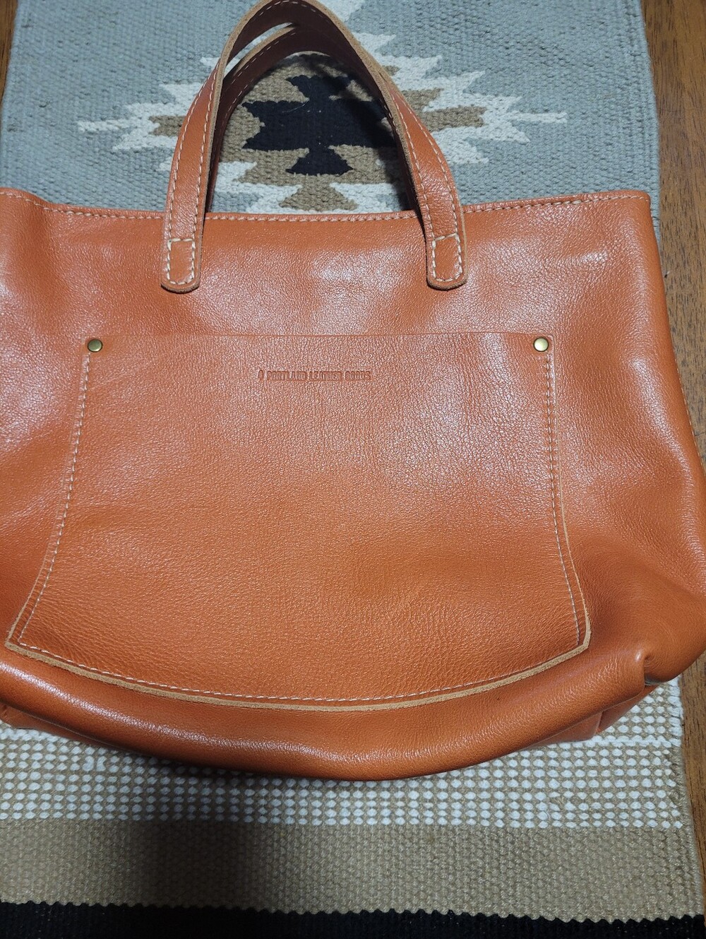 Portland Leather Tote Handbag in Orange With Imperfections